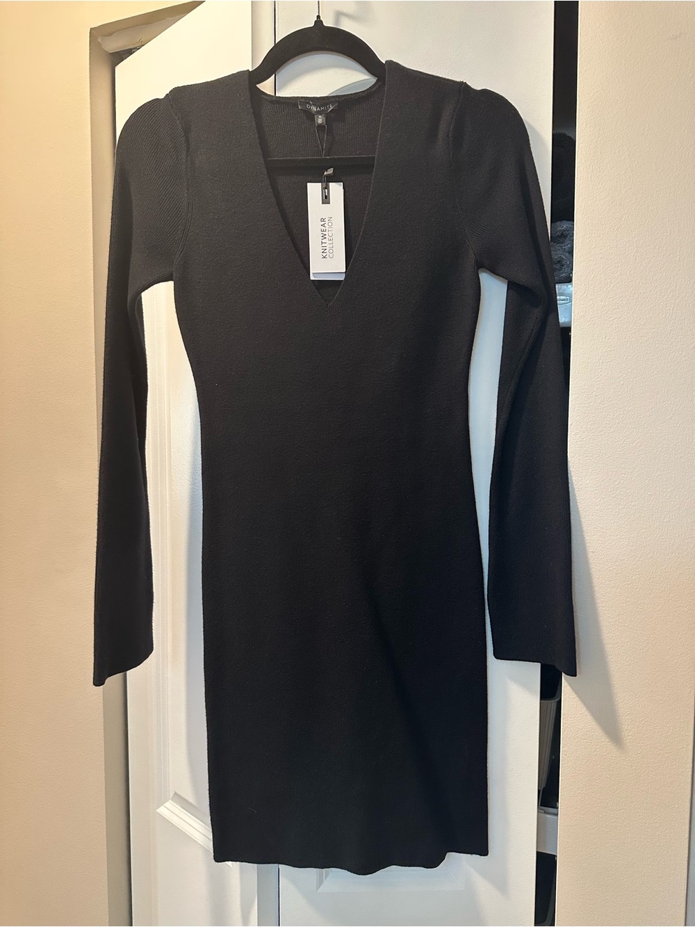 Dynamite Black Long-Sleeve V-Neck Mini Dress
